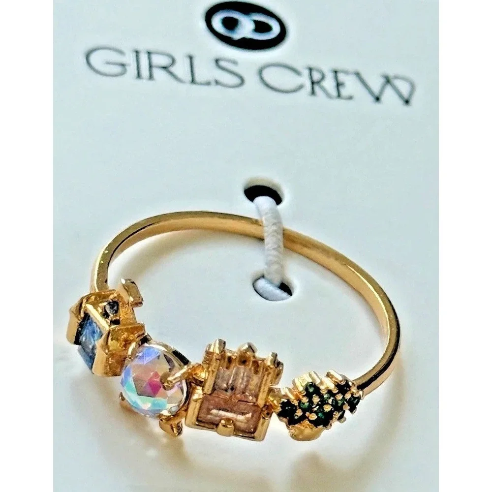 2026 Walt Disney World Parks 4 Parks Icons Gold Ring Girls Crew Size 8 NEW